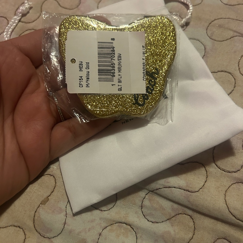 Coach Gold Glitter Heart mirror